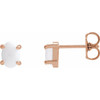 14K Rose 6x4 mm Oval Natural White Opal Earrings