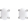 Sterling Silver 6x4 mm Oval Lab-Grown White Opal Earrings