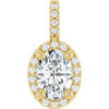 14K Yellow Lab-Grown Moissanite & .07 CTW Natural Diamond Halo-Style Pendant