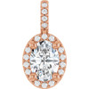 14K Rose Lab-Grown Moissanite & .07 CTW Natural Diamond Halo-Style Pendant
