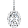 14K White Lab-Grown Moissanite & .07 CTW Natural Diamond Halo-Style Pendant