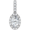 Platinum Lab-Grown Moissanite & .04 CTW Natural Diamond Halo-Style Pendant