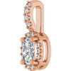 14 Karat Rose Gold Lab-Grown Moissanite & .04 CTW Natural Diamond Halo-Style Pendant
