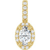 14K Yellow Lab-Grown Moissanite & .04 CTW Natural Diamond Halo-Style Pendant