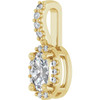 14K Yellow Lab-Grown Moissanite & .04 CTW Natural Diamond Halo-Style Pendant