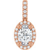 14K Rose Lab-Grown Moissanite & .05 CTW Natural Diamond Halo-Style Pendant