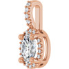 14K Rose Lab-Grown Moissanite & .05 CTW Natural Diamond Halo-Style Pendant
