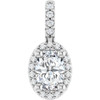 Sterling Silver Lab-Grown Moissanite & .05 CTW Natural Diamond Halo-Style Pendant