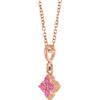 14K Rose Lab-Grown Pink Sapphire 16-18" Necklace