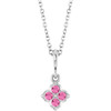 Platinum Lab-Grown Pink Sapphire 16-18" Necklace