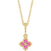 14K Yellow Lab-Grown Pink Sapphire 16-18" Necklace