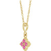 14 Karat Yellow Gold Lab-Grown Pink Sapphire 16-18" Necklace