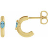 14 Karat Yellow Gold Natural Sky Blue Topaz Hoop Earrings