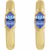 14K Yellow Natural Tanzanite Hoop Earrings
