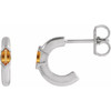 14K White Natural Citrine Hoop Earrings
