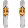 14K White Natural Citrine Hoop Earrings