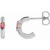 14K White Natural Rhodolite Garnet Hoop Earrings