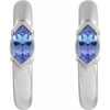 Sterling Silver Natural Tanzanite Hoop Earrings