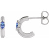 14K White Natural Tanzanite Hoop Earrings