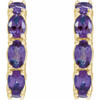 14K Yellow Natural Amethyst Hoop Earrings
