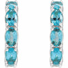 14K White Natural Blue Zircon Hoop Earrings