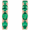 14 Karat Rose Gold Natural Emerald Hoop Earrings