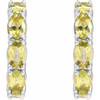 Sterling Silver Natural Peridot Hoop Earrings