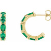 14 Karat Yellow Gold Lab-Grown Emerald Hoop Earrings