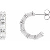 Platinum Natural White Sapphire Hoop Earrings