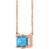 14K Rose Natural Swiss Blue Topaz 18" Necklace