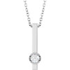 Sterling Silver 1/10 Natural Diamond Bar 16-18" Necklace