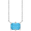 14K White Natural Swiss Blue Topaz 18" Necklace