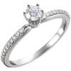 10K White 4 mm Round 1/10 CTW Natural Diamond Semi-Set Engagement Ring