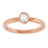 14K Rose 1/5 CT Natural Diamond Solitaire Bezel-Set Ring