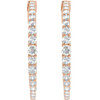 14K Rose 1 1/3 CTW Natural Diamond 30 mm Hoop Earrings