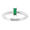 14K White 5x2 mm Lab-Grown Emerald Stackable Ring