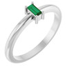 14K White Natural Emerald Stackable Ring
