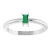14K White Natural Emerald Stackable Ring