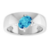 Platinum Natural Blue Zircon Asymmetric Solitaire Ring