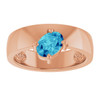 14K Rose Natural Blue Zircon Asymmetric Solitaire Ring