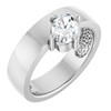 Platinum Natural White Sapphire Asymmetric Solitaire Ring