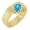 14 Karat Yellow Gold Natural Blue Zircon Asymmetric Solitaire Ring