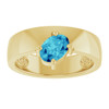 14 Karat Yellow Gold Natural Blue Zircon Asymmetric Solitaire Ring