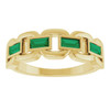 14K Yellow Lab-Grown Emerald Chain Link Ring
