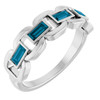 14K White Natural London Blue Topaz Chain Link Ring