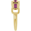 14 Karat Yellow Gold Natural Pink Tourmaline Chain Link Ring