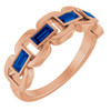 14K Rose Lab-Grown Blue Sapphire Chain Link Ring