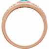 14K Rose Natural Turquoise Cabochon Floral Ring