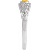 Platinum Natural Citrine Cabochon Floral Ring