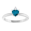 14K White Natural London Blue Topaz & .03 CT Natural Diamond Ring